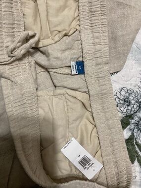 Old Navy Beige Drawstring Linen-Blend pants